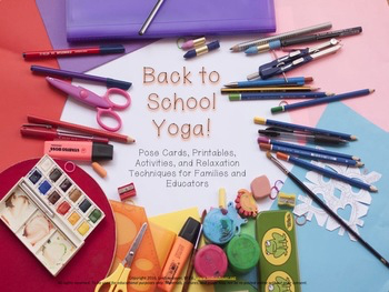 school supplies on a multicolored background